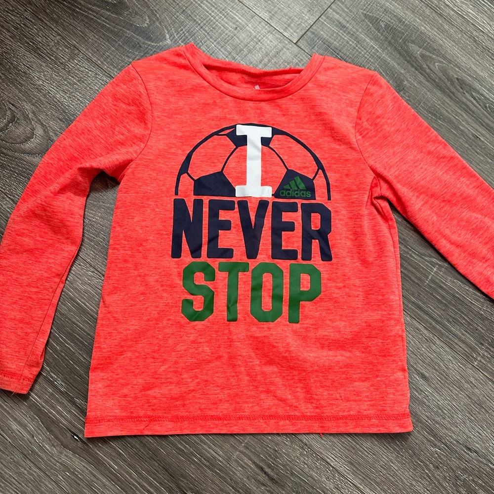 Adidas Long Sleeve Orange Soccer Shirt Kids 5 Boys